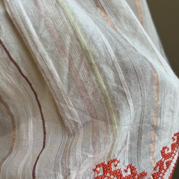 Anthropologie Floreat Cottagecore Smocked Puff Sleeve Cotton Blouse Size 12 - Picture 8 of 12